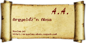 Argyelán Absa névjegykártya
